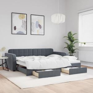 Válenda s přistýlkou a zásuvkami tmavě šedá 90 x 200 cm samet 3196978