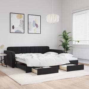 Válenda s přistýlkou a zásuvkami černá 100 x 200 cm samet 3196988