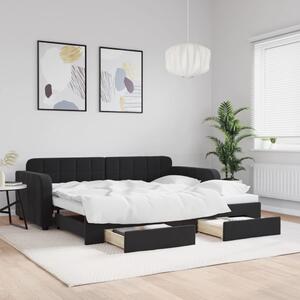 Válenda s přistýlkou a zásuvkami černá 90 x 190 cm samet 3196992