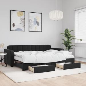 Válenda s přistýlkou a zásuvkami černá 80 x 200 cm samet 3196998