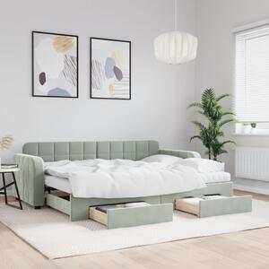 Válenda s přistýlkou a zásuvkami světle šedá 80 x 200 cm samet 3196994