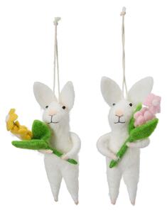Závěsná dekorace Rabbits with Flowers - set 2 ks Wikholm Form