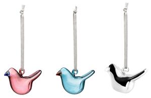 Skleněné ozdoby ptáčci oiva toikka iittala mix 3 ks (růžový)