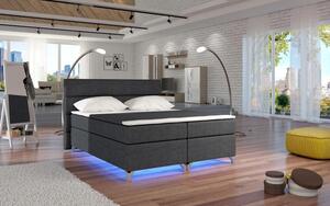 Postel Boxspring Amadeus + LED 200x180, šedá (látka - bao 04)