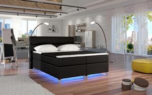Postel Boxspring Amadeus + LED 200x180, černá (koženka - bao 08)