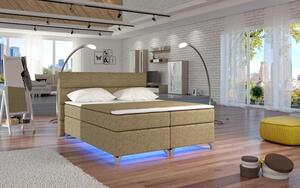 Postel Boxspring Amadeus + LED 200x180, béžová (pytlovina - bao 03)