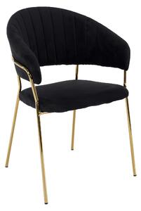 KONDELA Designové jídelní křeslo, černá Velvet látka/gold chrom zlatý, DASMIN TYP 1