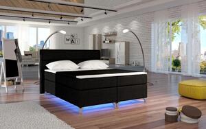 Postel Boxspring Amadeus + LED 200x180, černá (látka - bao 05)