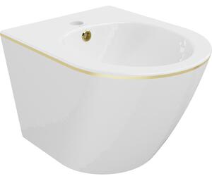 Mexen Lena závěsný bidet, Bílá/Zlatá geometrický vzor - 35224805