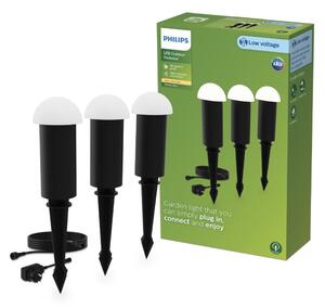 Zahradní sloupkové svítidlo LED 2700K čierna IP44 PHILIPS GardenLink Low Volt Edwina Kit 8720169386990 adaptér, balení 3 ks, kabel