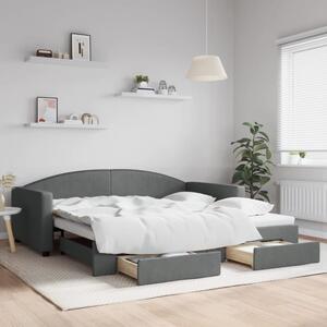 Válenda s přistýlkou a zásuvkami tmavě šedá 100 x 200 cm textil 3197230
