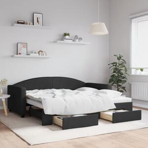 Válenda s přistýlkou a zásuvkami černá 90 x 190 cm textil 3197236