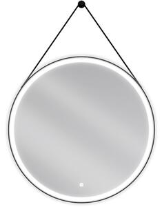 Mexen Reni podsvícené koupelnové zrcadlo, Kulaté 80 cm, LED 6000K, ventilátor, Černá rama - 9812-080-080-611-70