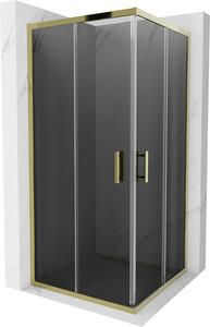 Mexen Rio, čtvercový sprchový kout s posuvnými dveřmi 90 (dveře) x 90 (dveře) x 190 cm, 5mm šedé sklo, zlatý profil, 860-090-090-50-40