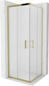 Mexen Rio, čtvercový sprchový kout s posuvnými dveřmi 70 (dveře) x 70 (dveře) x 190 cm, 5mm sklo námraza, zlatý profil, 860-070-070-50-30