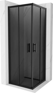 Mexen Rio, čtvercový sprchový kout s posuvnými dveřmi 70 (dveře) x 70 (dveře) x 190 cm, 5mm šedé sklo, černý profil, 860-070-070-70-40