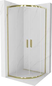 Mexen Rio, čtvrtkruhový sprchový kout 70(dveře)x70(dveře)x190 cm, 5mm čiré sklo, zlatý profil, 863-070-070-50-00