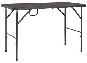 Skládací zahradní stůl hnědý 120x60x74 cm HDPE ratanový vzhled