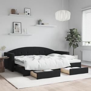 Válenda s přistýlkou a zásuvkami černá 80 x 200 cm samet 3197346