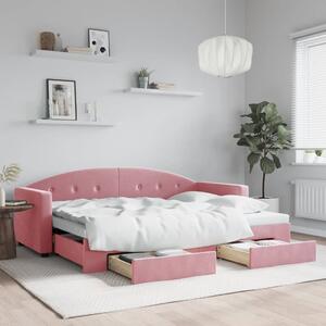 Válenda s přistýlkou a zásuvkami růžová 80 x 200 cm samet 3197345