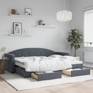 Válenda s přistýlkou a zásuvkami tmavě šedá 80 x 200 cm samet 3197343