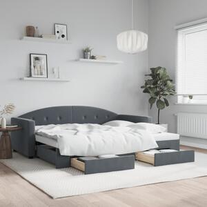 Válenda s přistýlkou a zásuvkami tmavě šedá 90 x 200 cm samet 3197350