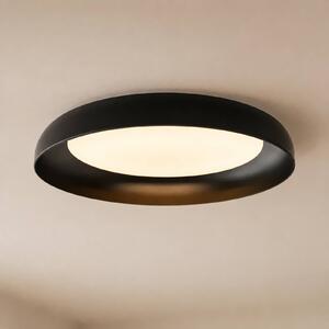 Lindby LED stropní svítidlo Florie, černé, kov, Ø 40 cm, Černá, Obývací pokoj / jídelna, Plast, Moderní