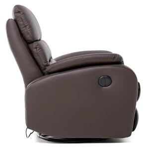 Kožené houpací křeslo s elektrickým polohováním ELEGANT 1, tm. hnědá