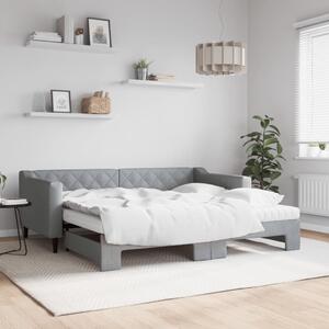Válenda s přistýlkou a matracemi světle šedá 90 x 190 cm textil 3197454
