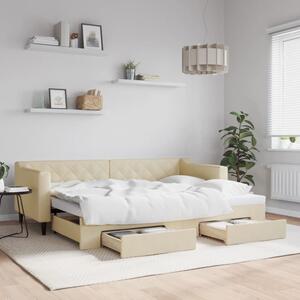 Válenda s přistýlkou a zásuvkami krémová 80 x 200 cm textil 3197461