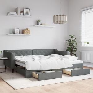 Válenda s přistýlkou a zásuvkami tmavě šedá 90 x 200 cm textil 3197463