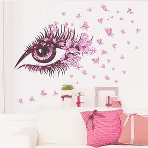 U Foťáka Samolepka na zeď Oko s motýli růžová 65x135cm