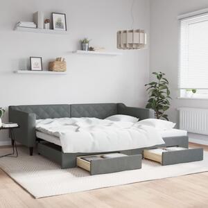 Válenda s přistýlkou a zásuvkami tmavě šedá 100 x 200 cm textil 3197468
