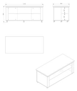 Konferenční stolek Azur (1x police, bílá, dub artisan)