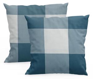 XPOSE® Bavlněný povlak na polštář KÁRO - modrý 40x40 cm 2ks
