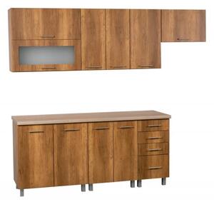 Kuchyňská linka MDF 240cm - typ II, Korpus: Béž pískový / Dvířka: Crosline ciemny