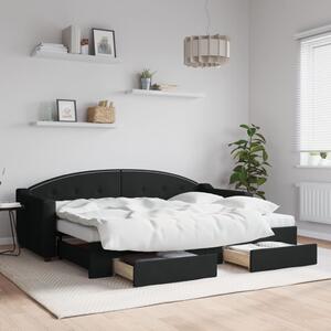 Válenda s přistýlkou a zásuvkami černá 80 x 200 cm textil 3197563