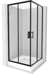 Mexen Rio čtvercový sprchový kout 90 x 90 cm, Průhledné, Černá + sprchová vanička Rio, Bílá - 860-090-090-70-00-4510