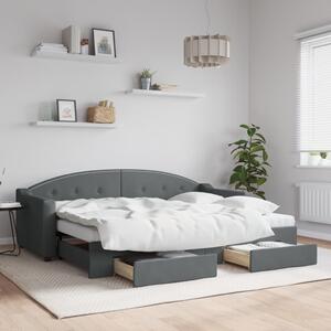 Válenda s přistýlkou a zásuvkami tmavě šedá 80 x 200 cm textil 3197562