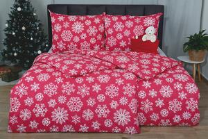 Zimní Bavlnené povlecení PREMIUM FLAKA cervené 140x200 cm vánocní;vlocky;zimní