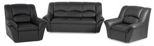Kožená sedací souprava DUBAJ LUX 3+1+1, černá (k-70)