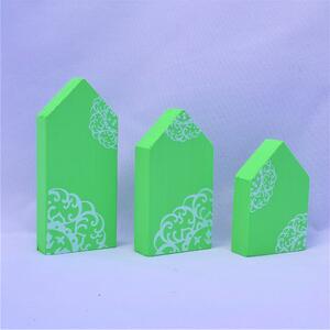Světle zelené domečky - dekorace (Dřevo)