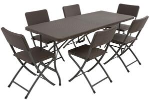 Souprava nábytku z technorattanu 6 x židle + stůl Catering Wenge PATIO