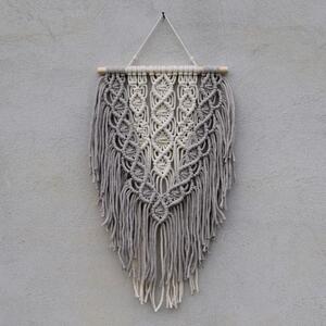 Macramé závěsná dekorace béžovo - šedá (z bavlny)