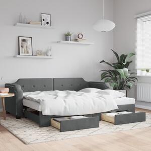 Válenda s přistýlkou a zásuvkami tmavě šedá 90 x 200 cm textil 3197671