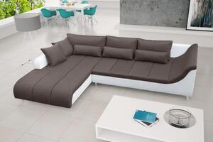LOFT rohová sedací souprava, levá, bílá/hnědá (soft 17/inari 27)