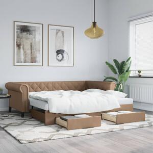 Válenda s přistýlkou a zásuvkami cappuccino 90x200cm umělá kůže 3197734