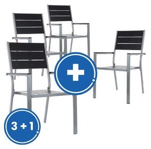 Zahradní židle Fargo 3 + 1 ZDARMA, černá / šedá