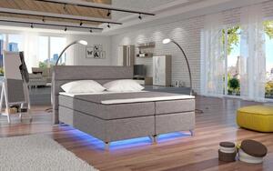 Postel Boxspring Amadeus + LED 200x180, šedá (látka - bao 06)
