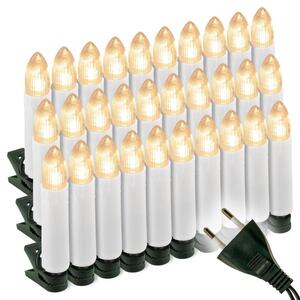 Vánoční svíčky 30 LED, zelený kabel, teple bílé